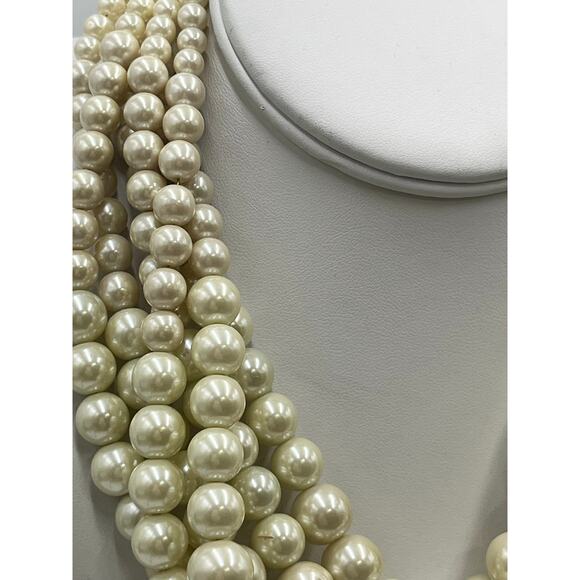 Lia Sophia "Uptown" 6 Strands Graduated Cream Faux Pearl Necklace - Picture 12 of 12